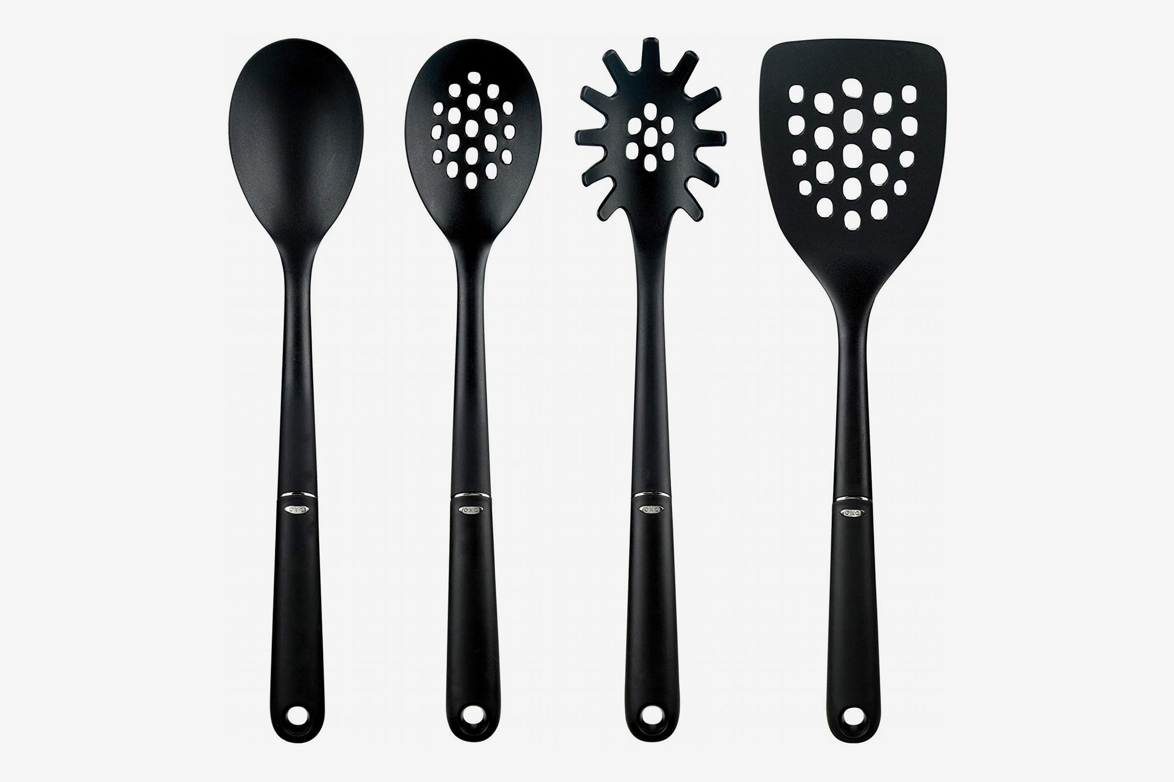 slotted spoon utensil set made of high quality silicone spaghetti spoon and sauce spoon soup ladle Levivo Silicone Kitchen Helper Set 5 piece utensil set with a spatula green/black 
