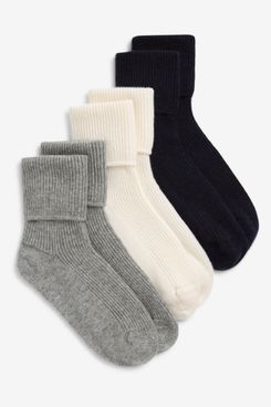 Johnstons of Elgin Assorted 3-Pack Rib Cashmere Crew Socks
