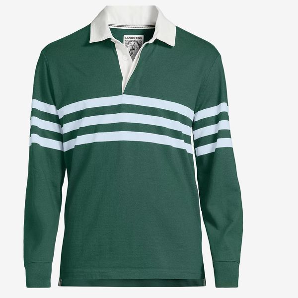 Lands’ End Men’s Long Sleeve Stripe Rugby Shirt