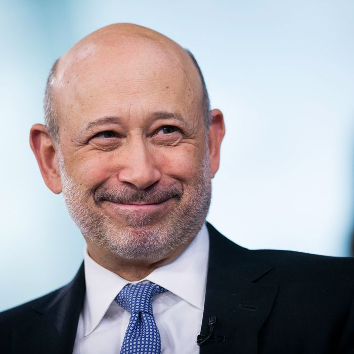 Lloyd Blankfein, chief executive officer of Goldman Sachs Group Inc., smiles during a Bloomberg Television interview in New York, U.S., on Tuesday, June 3, 2014. 