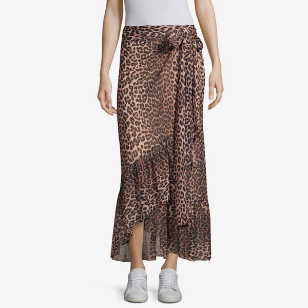 Ganni Printed Mesh Wrap Skirt