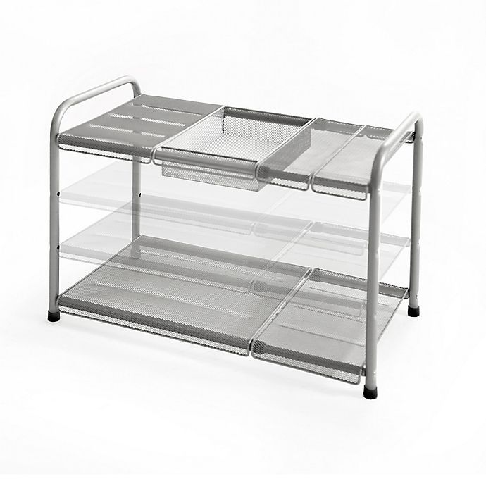 Squared Away 2-Tier Metal Mesh Expandable Under- Sink Shelf