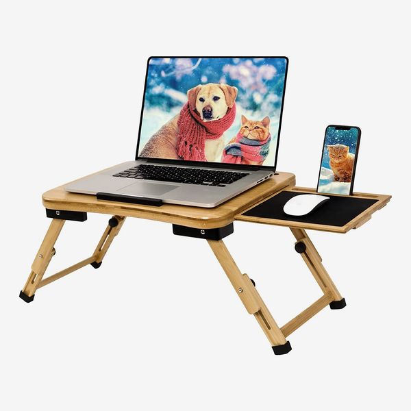 Nestl Adjustable Laptop Bed Tray Table - Portable Lap Desk with Foldable Legs - Space Saving Lapdesk - Small