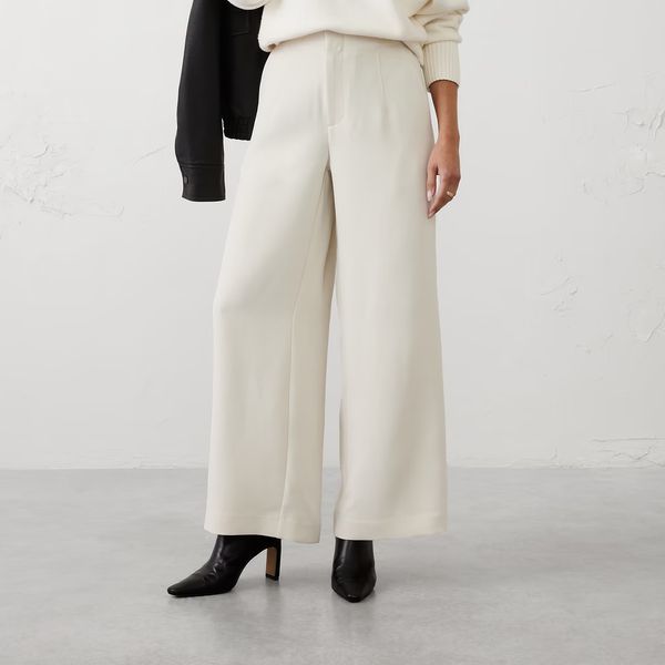 Banana Republic Factory Wide-Leg High-Rise Crepe Pleated Trouser
