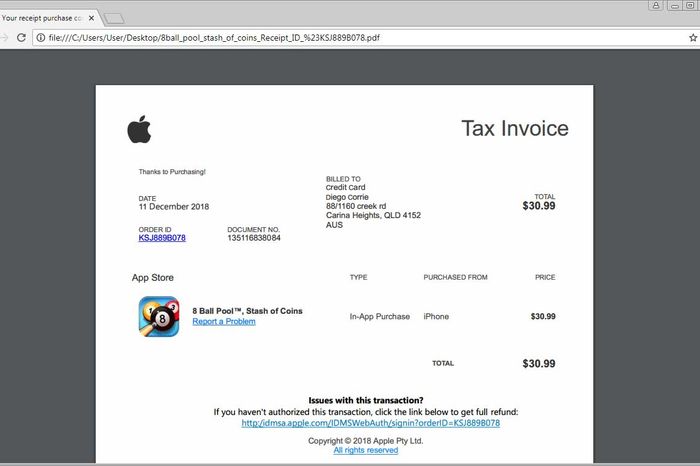 fake app store receipt