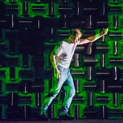 Simon McBurney in The Encounter by Complicite @ Barbican Theatre. Directed by Simon McBurney.(Opening-17-02-16)©Tristram Kenton 02/16(3 Raveley Street, LONDON NW5 2HX TEL 0207 267 5550 Mob 07973 617 355)email: tristram@tristramkenton.com