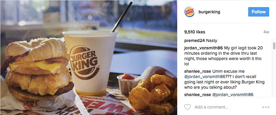 A public breakup happened on Burger King's Instagram as a stunt