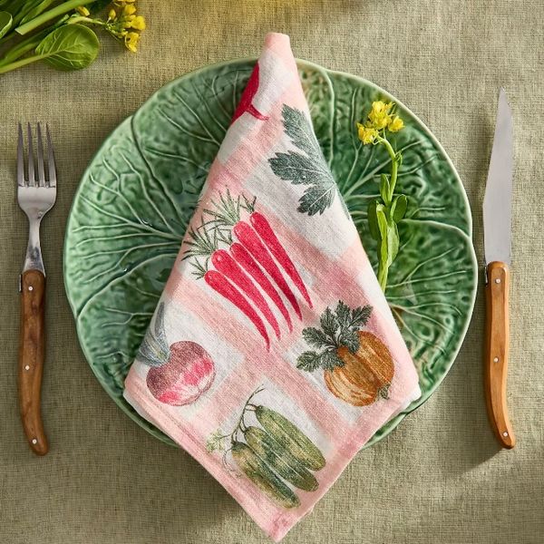 Terrain Veggie Grid Linen Napkins, Set of 2