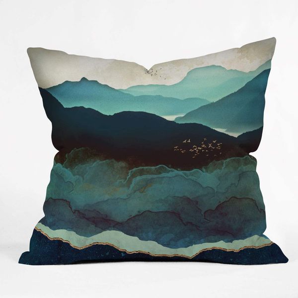 Society6 Space Frog Designs Indigo Mountains Indoor Throw Pillow, 16