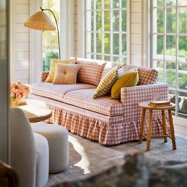 Anthropologie Bowen Ruffle Skirted Sofa