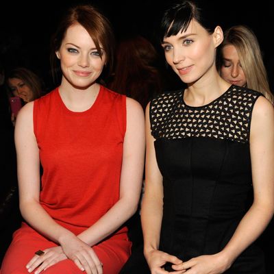 Emma Stone and Rooney Mara at the Calvin Klein Collection Fall 2012 show.