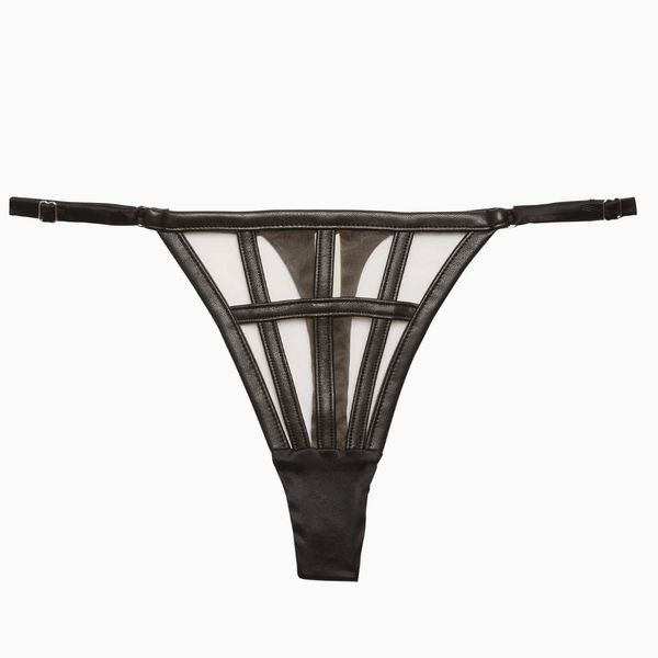 Chain G-String Thong with Black Vegan Leather