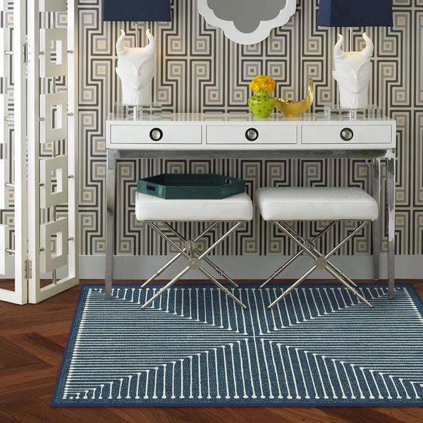 Ruggable x Jonathan Adler Machine Washable Modern Area Rug – Inkdrop Lapis Blue 3x5