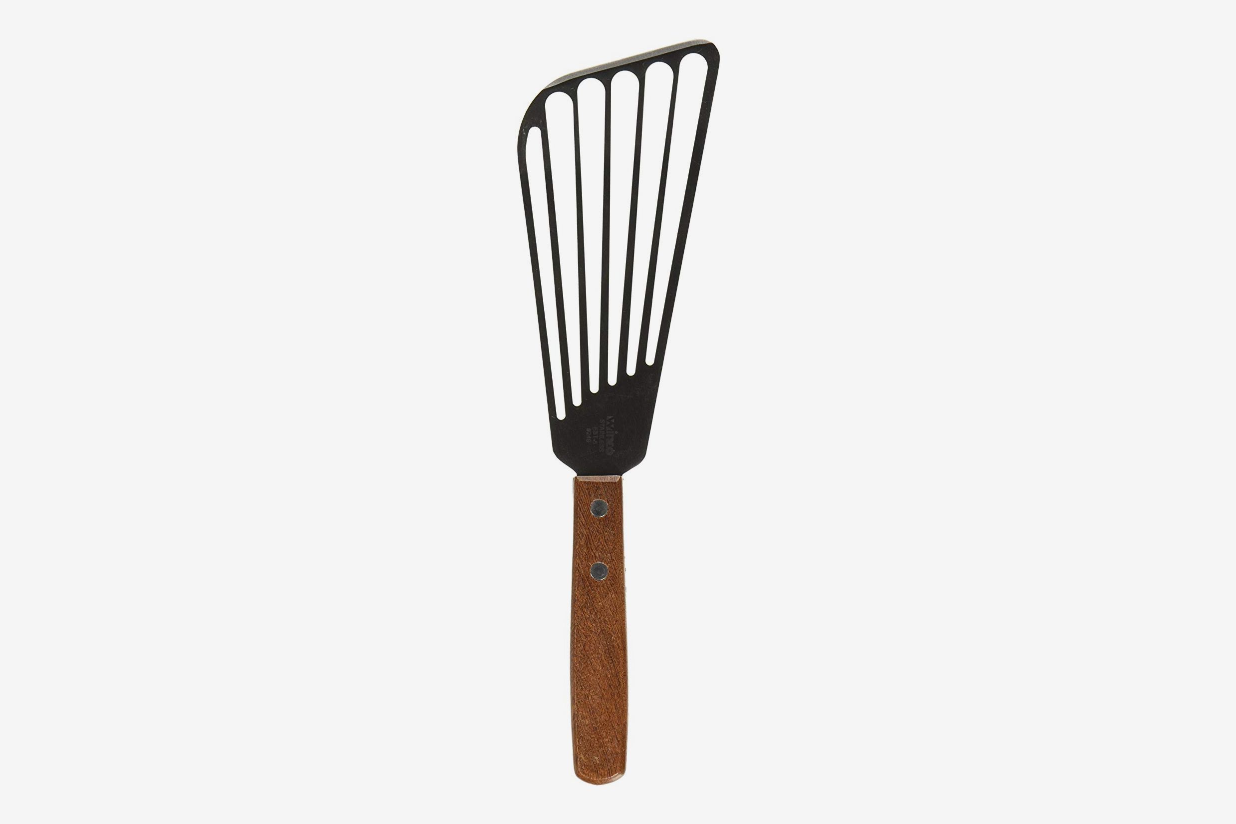 Winco FST-6 Stainless Steel Fish Spatula with Wood Handle