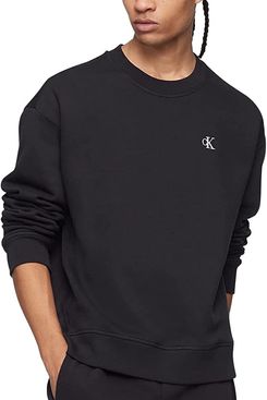 Calvin Klein Relaxed Fit Monogram Logo Fleece Sweatshirt