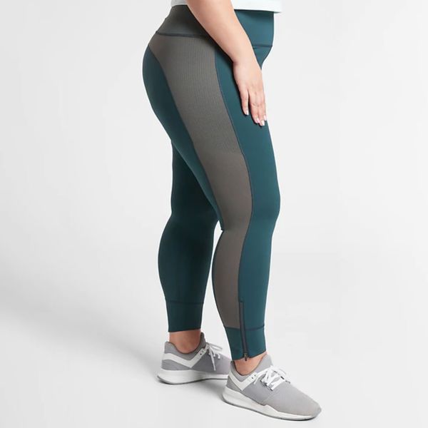 CRYYU Women Mesh Stitching Mid Waist Sports Gym Run Slim Yoga Legging Pants 
