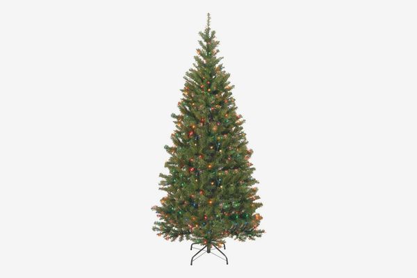 National Tree Company 6’ Aspen Hinged Green Spruce Artificial Christmas Tree with Multi-Colored Lights with Stand