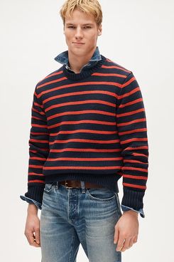 J.Crew Cotton Crewneck Sweater in Stripe