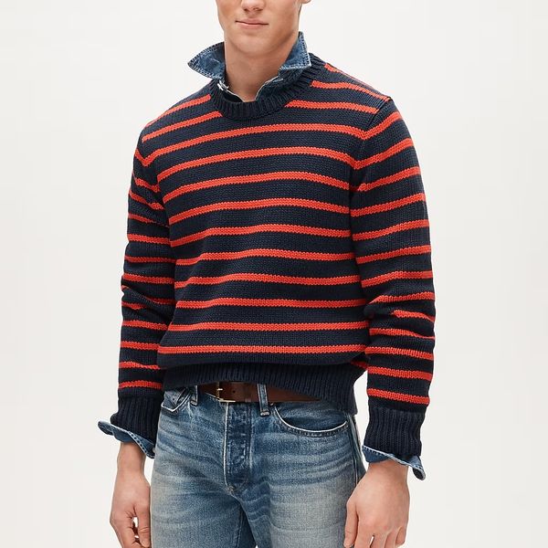 J.Crew Cotton Crewneck Sweater in Stripe