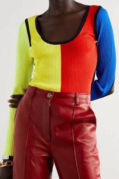 Christopher John Rogers color-block ribbed-knit sweater