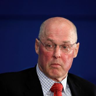 Henry Paulson, former U.S. Treasury secretary, pauses during an address at the Boao Forum for Asia in Boao, Hainan province, China, on Saturday, April 10, 2010. The Boao Forum takes place from April 9 to 11. 