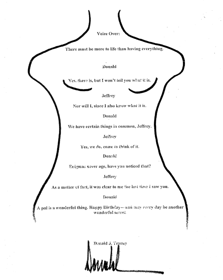 The birthday letter Trump purportedly sent to Jeffrey Epstein
