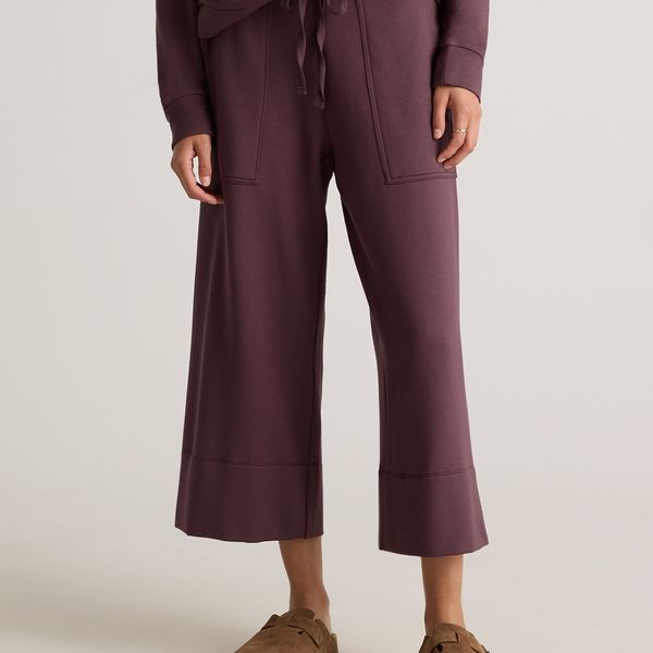 Quince SuperSoft Fleece Cropped Wide Leg Pants