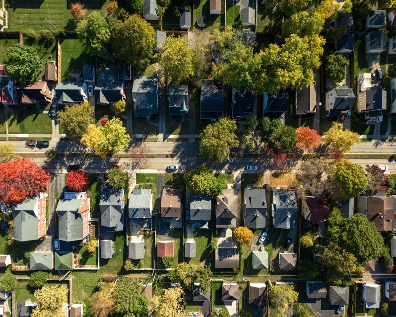 Overhead Drone Shot of Residential Streets