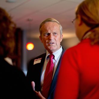 U.S. Rep. Todd Akin (R-MO) speaks to supporters during a fundraiser, which was also attended by Former Speaker of the House Newt Gingrich, on September 24, 2012 in Kirkwood, Missouri.