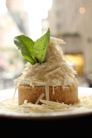 With white chocolate shavings