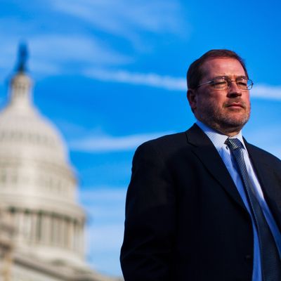 President of Americans for Tax Reform, Grover Norquist, makes a rare public appearance on Capitol Hill for a news conference on an energy tax reform initiative in Washington, DC, USA, 03 November 2011. Norquist, an anti-tax activist, has tremendous influence over Republicans; he orchestrated a pledge that binds nearly all Republican lawmakers to a promise not to raise taxes.