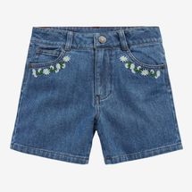 Mini Boden Kids’ Floral Embroidered Denim Shorts