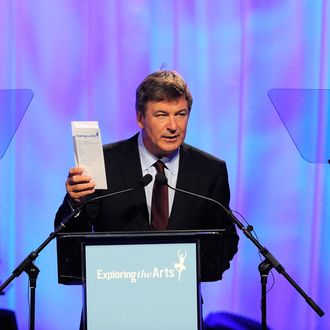 NEW YORK, NY - SEPTEMBER 18: Alec Baldwin speaks onstage during Tony Bennett's 85th Birthday Gala Benefit for Exploring the Arts at The Metropolitan Opera House on September 18, 2011 in New York City. (Photo by Jemal Countess/Getty Images for Tony Bennett)