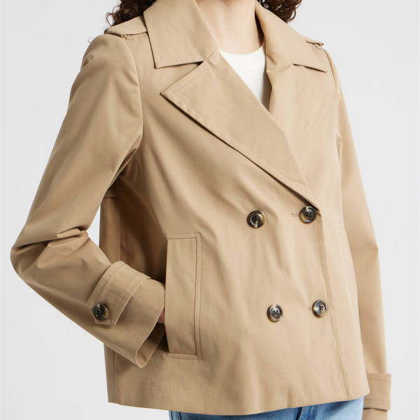 London Fog Water Resistant Double Breasted Short Trench Coat