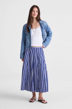 Madewell A-Line Midi Skirt in Poplin