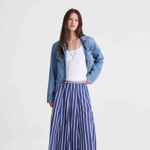 Madewell A-Line Midi Skirt in Poplin