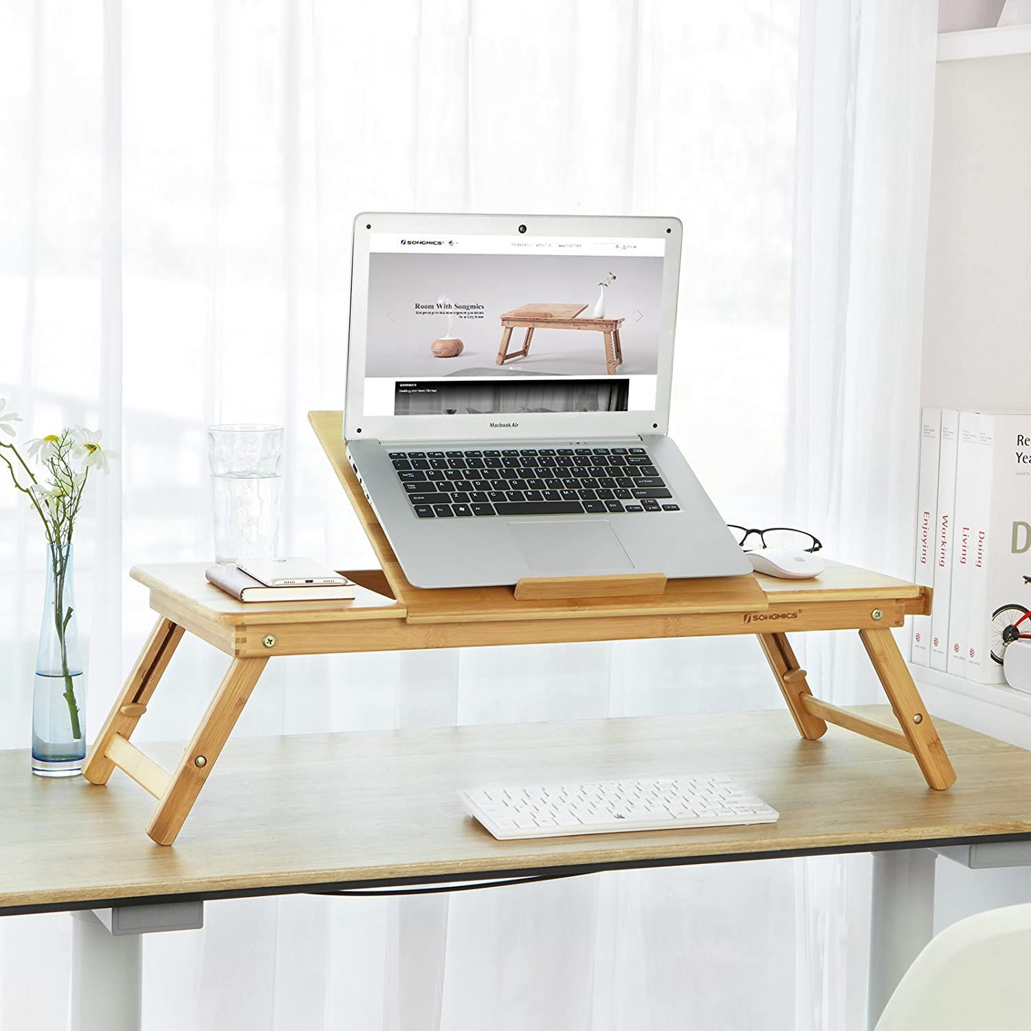 Portable Laptop Desk Pc Sofa Lap Laptop Stand Folding Table Laptop Table with Removable Mouse Tray & Anti-Slip Bar 