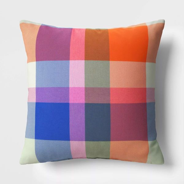 Threshold Bold Plaid Square Outdoor Throw Pillow - 18