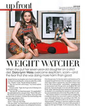 Dara-Lynn Weiss with her slimmed-down 7-year-old daughter in <em>Vogue</em>.