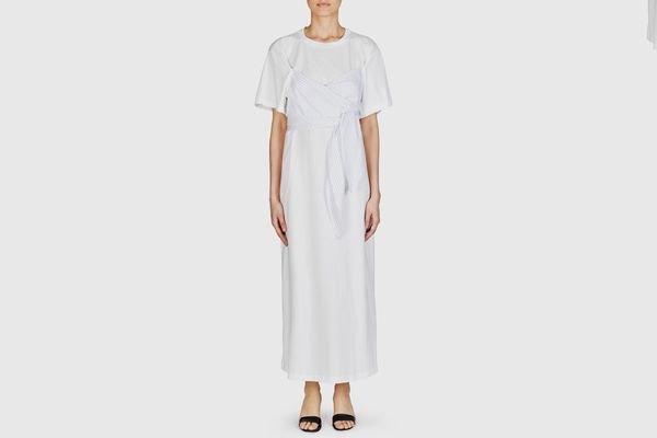 MM6 Maison Margiela Striped Cross Front Long Tee Dress