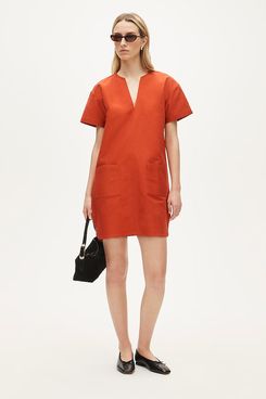 J.Crew Patch-Pocket Pullover Dress in Structured Cotton Poplin