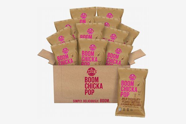 Angie’s BOOMCHICKAPOP Milk Chocolaty Peanut Butter Flavored Kettle Corn Popcorn, 5.5-Oz. Bag (Pack of 12 Bags)