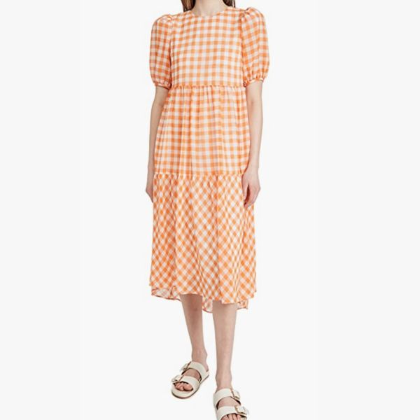 English Factory Gingham Print Midi Dress