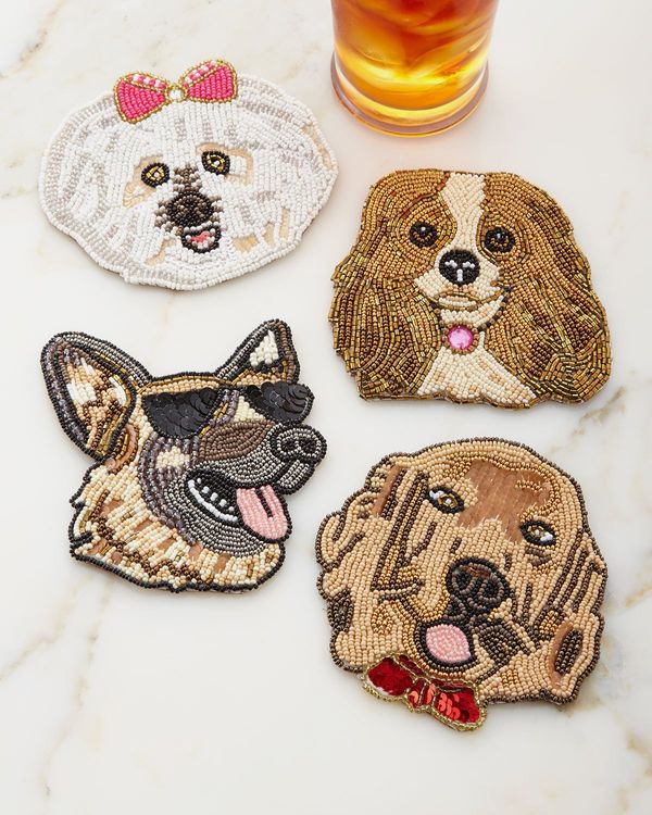 Kim Seybert Fetch Dog Coasters, Set of Four