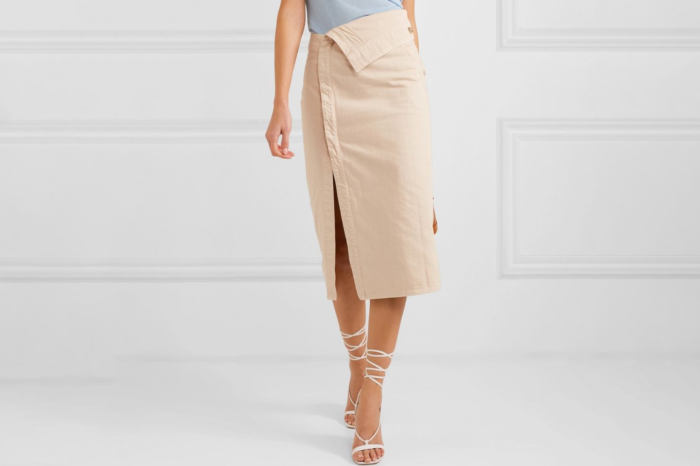 Jacquemus folded shop denim midi skirt