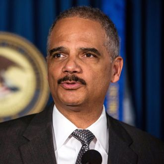 U.S. Attorney General Eric Holder speaks at a press conference at the U.S. Attorney's Office for the Souther District of New York on April 1, 2014 in New York City. Holder spoke alongside U.S. Attorney for the South District of New York, Preet Bharara, about the prosecution of Osama Bin Laden's son-in-law, Sulaiman Abu Ghayth. 