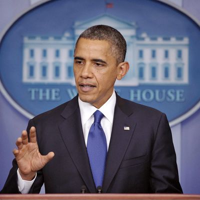 US President Barack Obama speaks on the fiscal cliff on December 21, 2012 in the Brady Briefing Room of the White House in Washington, DC. Obama urged the US Congress to pass scaled-back package to avert tax increases and spending cuts that will take effect in the new year.