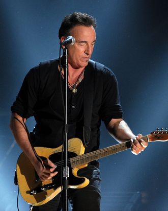 LOS ANGELES, CA - FEBRUARY 12: Musician Bruce Springsteen performs onstage at the 54th Annual GRAMMY Awards held at Staples Center on February 12, 2012 in Los Angeles, California. (Photo by Kevin Winter/Getty Images)