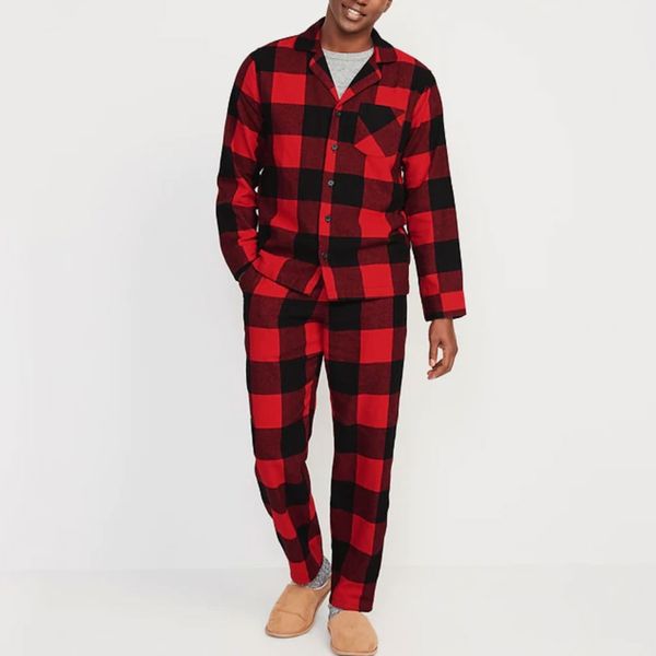 Old Navy Red Buffalo Plaid Men's Flannel Pajama Set