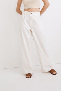 Madewell Petite & Tall Cotton-Linen Pleated Wide-Leg Pants